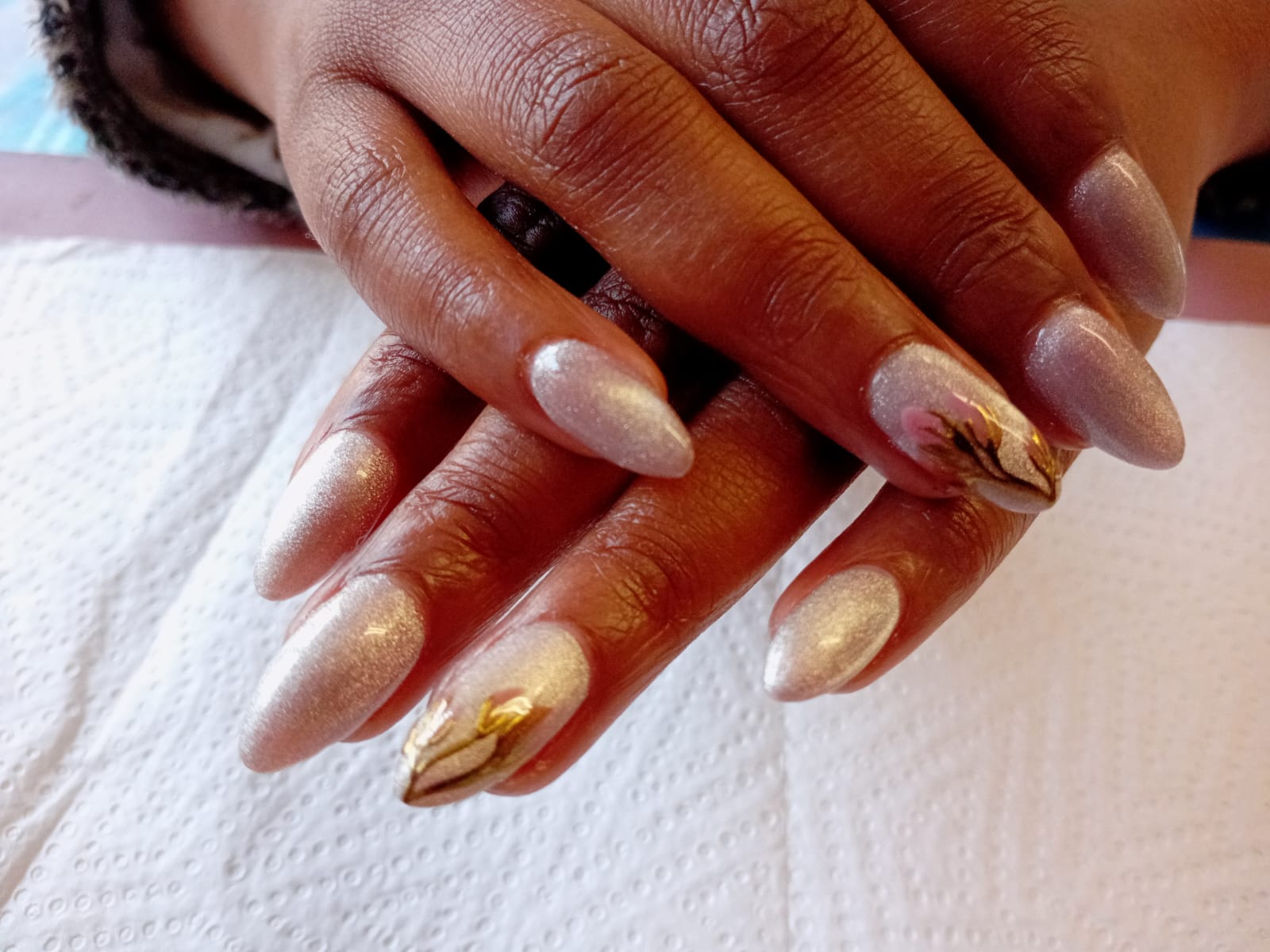 Celestial Pearl Velvet - Almond Cat-Eye Nails