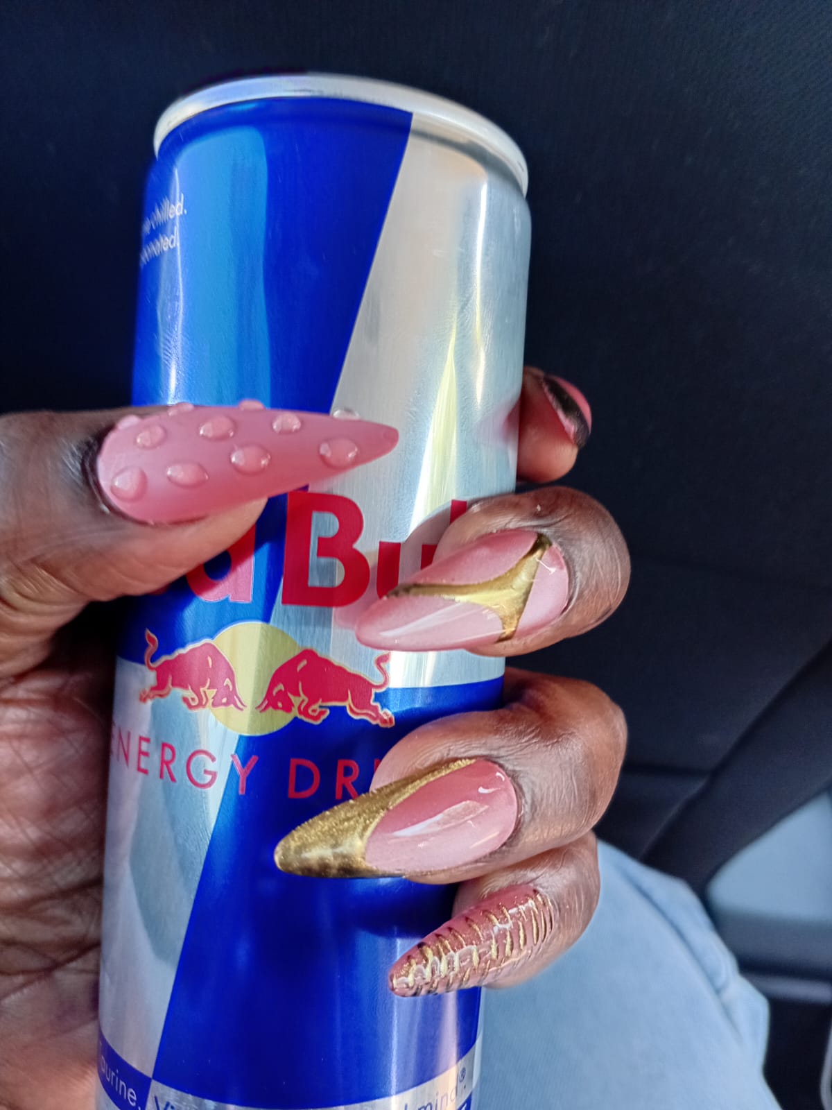 Sculptural Chrome & Droplets - Stiletto Nails with 3D Dew